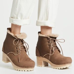 No.6 Lander Lace Up Shearling Clog Boot in Honey Aviator Size 40 (8.5)